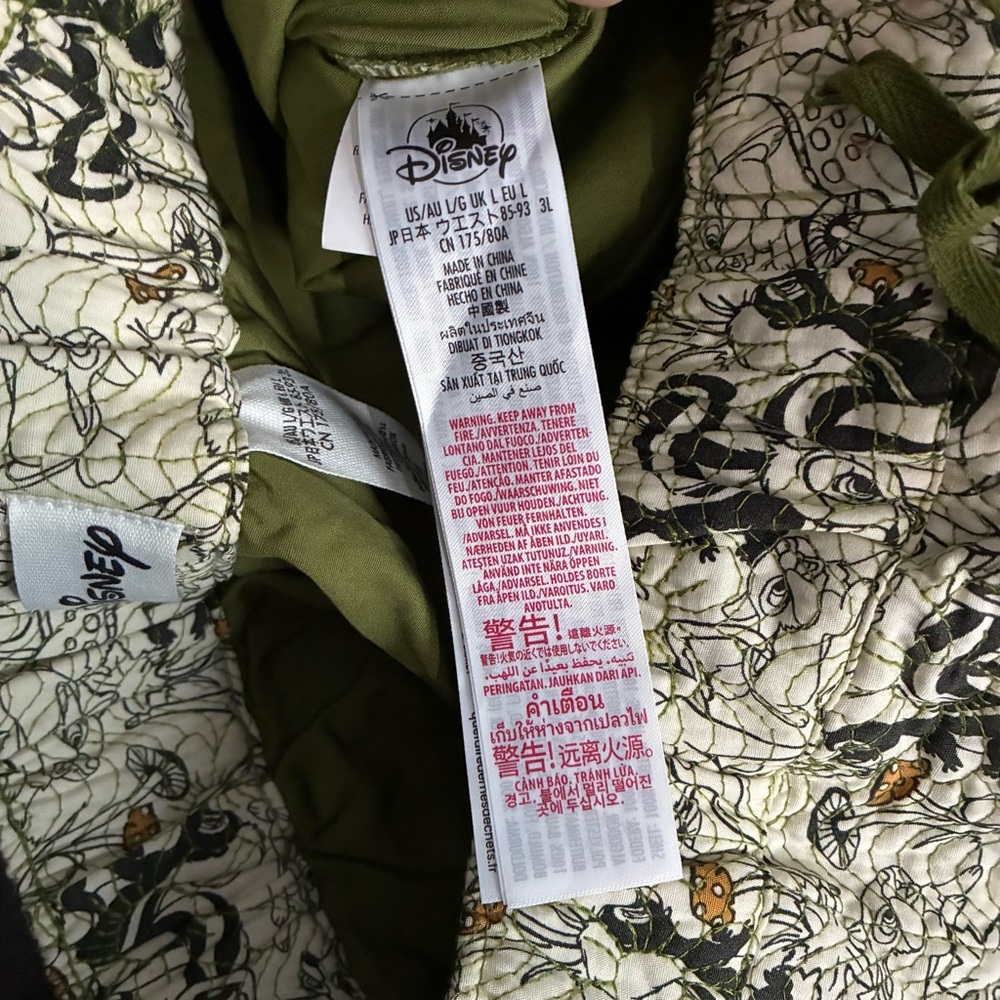 NEW DISNEY PARKS Bambi Quilted Pants Size L Thumper Flower Allover Print Green - Picture 8 of 11